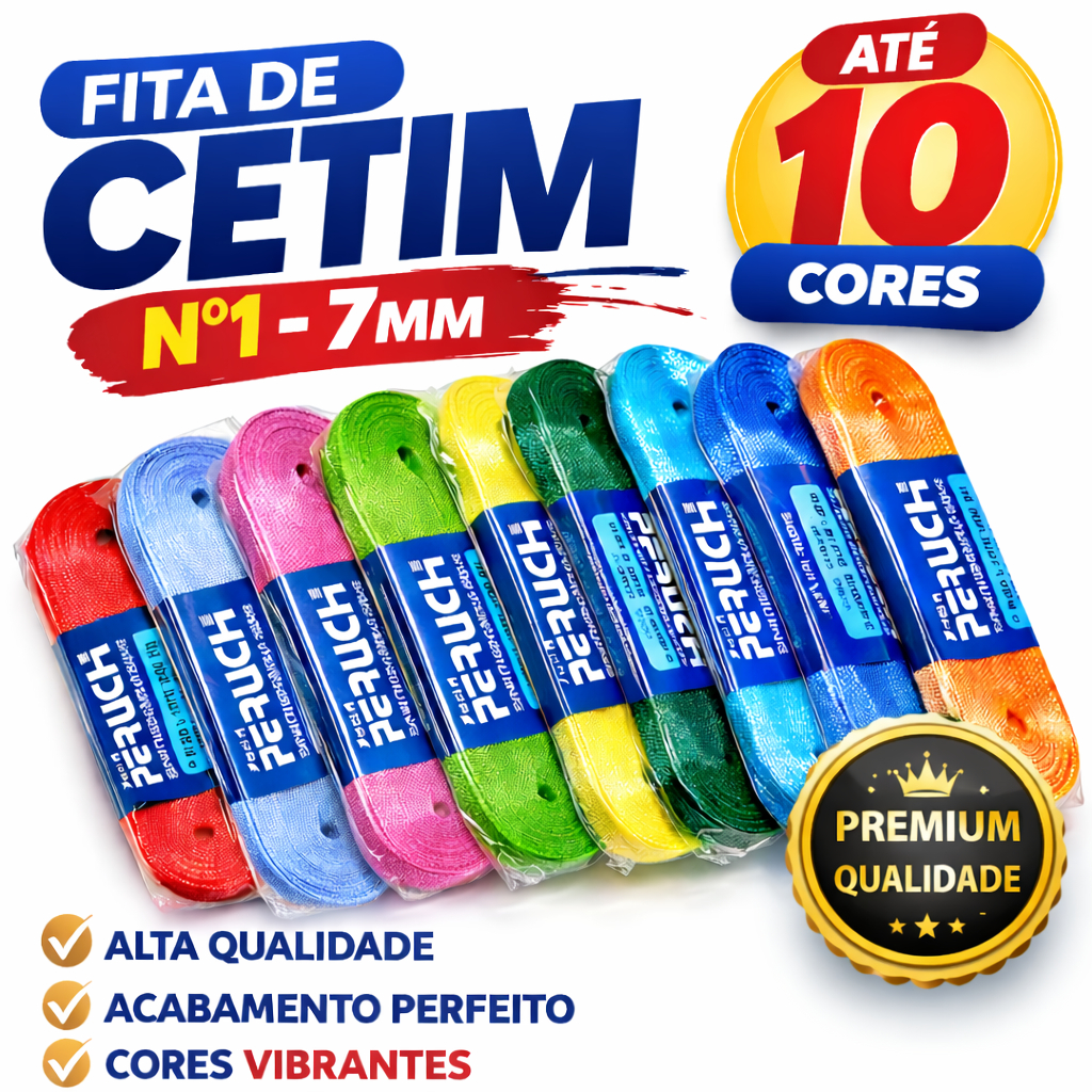 Kit 10 Fita de Cetim 10 Cores Fina N°1 7mm | Até 100 Metros Total para Laços e Artesanato em Oferta na Shopee