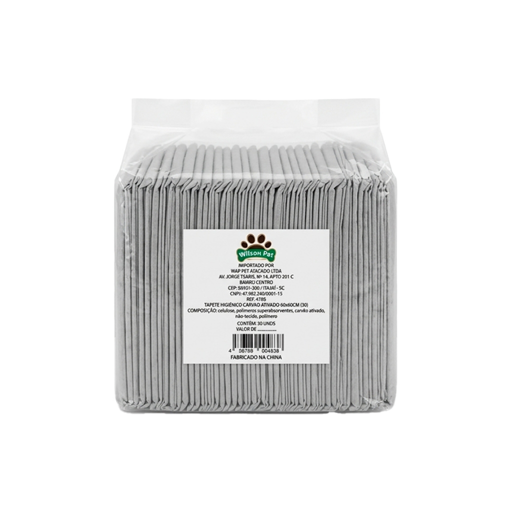 Tapete Higiênico Premium Carvão Ativado 60x60cm C/30 Unidades Super Absorção