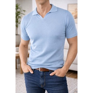 Camisa Gola Polo Masculina Tricot Elegante Classica Manga Curta Moderna Verao 2026  Dia dos Pais