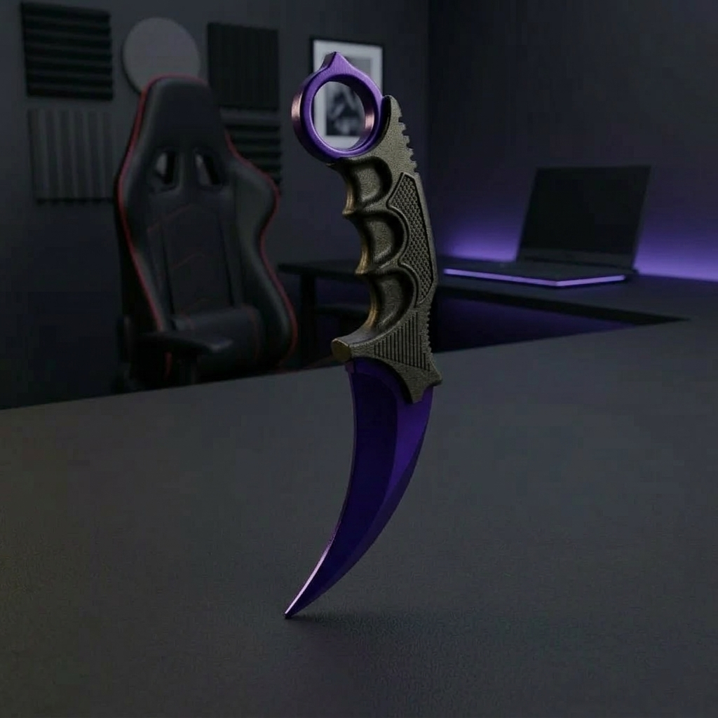 Faca Karambit Gamer Decorativa Impressão 3D – Item para Setup FPS