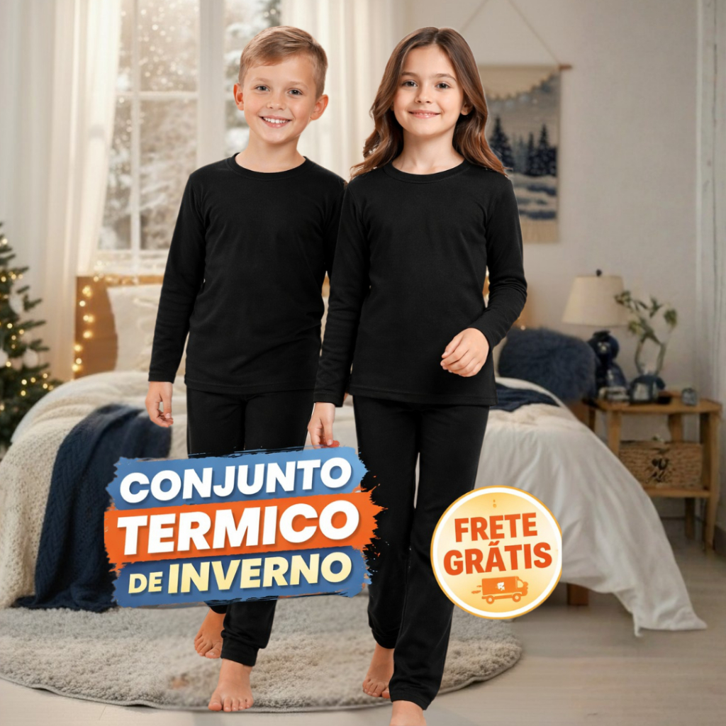 Kit 2 Conjuntos Térmico Infantil | Roupa Termica Sortido Bebe ao Juvenil | Conjunto Inverno Tamanho 1 ao 14 anos