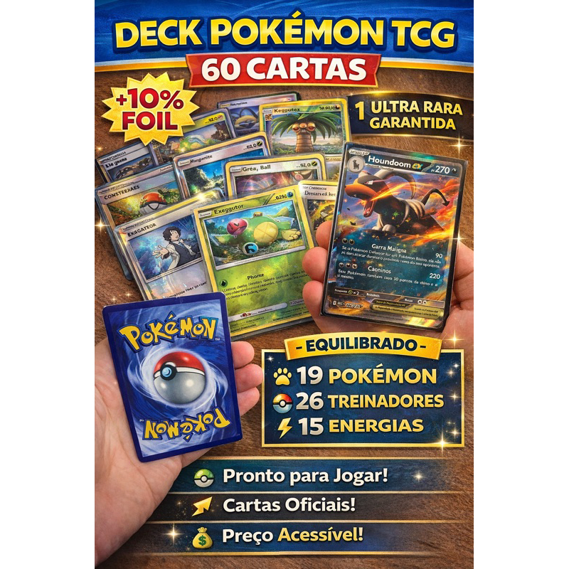 Deck Pokémon TCG ⭐ 60 Cartas | 1 Ultra Rara Garantida | Pronto para Jogar