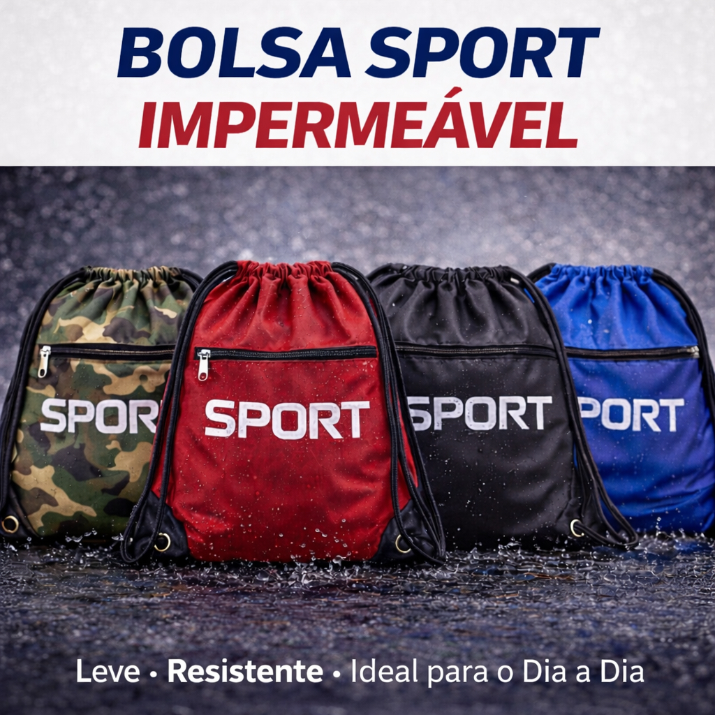Bolsa Academia Impermeável Sport | Mochila Saco Treino Fitness Esporte Futebol Escola Unissex