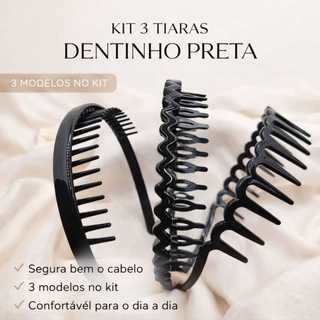 kit Tiaras Dente unissex  Preta /  Tiara de Cabelo  Acrilica  alta fixação Elegantes moda  conforme variação