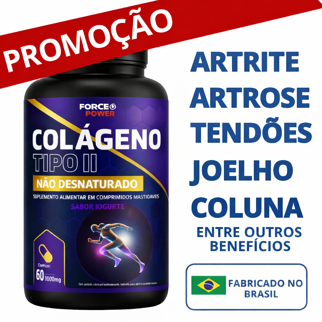 Colageno Tipo 2 Não Hidrolisado Não Desnaturado 40 mg ORIGINAL - COLÁGENO TESTADO E APROVADO