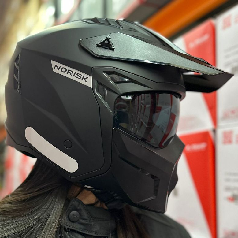 Detalhes do CAPACETE NORISK DARTH II MONOCOLOR URBANO PRETO FOSCO 4 EM 1 TRILHA MOTOCROSS EXCLUSIVO