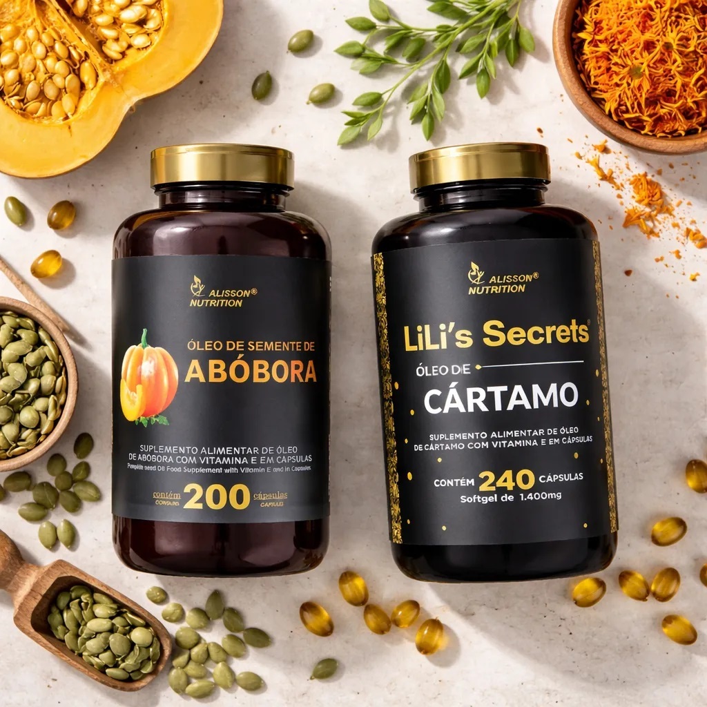 Kit Familia Óleo De Semente De Abóbora 200 cáps + Óleo de Cártamo 240 cápsulas - Alisson Nutrition