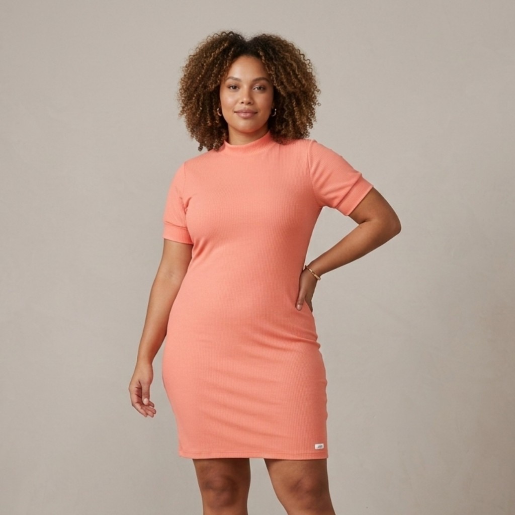 Vestido Midi Feminino Plus Size Ribana Canelada G1 G2 G3 | Confortável Ajustado Elegante