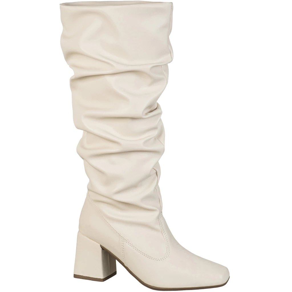 Bota Feminina Cano Alto Enrugado Slouch Bico Quadrado Salto Bloco Estilosa Agatha GiGiL
