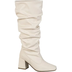 Bota Feminina Cano Alto Enrugado Slouch Bico Quadrado Salto Bloco Estilosa Agatha GiGiL