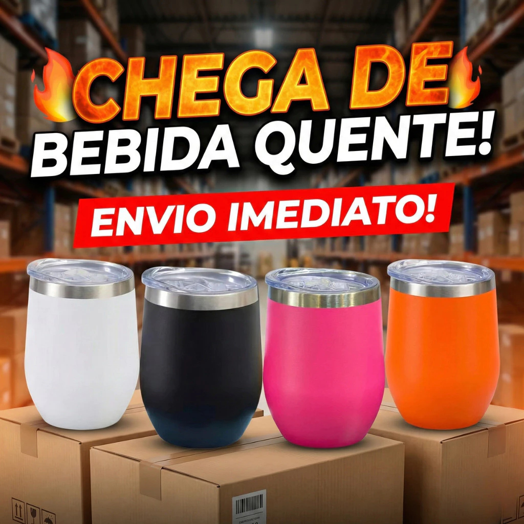 Copo Cuia Térmica Várias Cores em Inox Parede Dupla 360ml com Tampa Acrílica