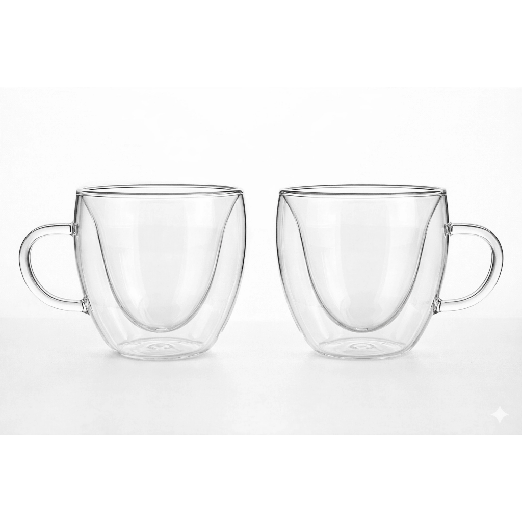 Conjunto de Xícaras de Parede Dupla de Vidro Borossilicato para Café 240ml 2 Peças - Vista Home em Oferta na Shopee