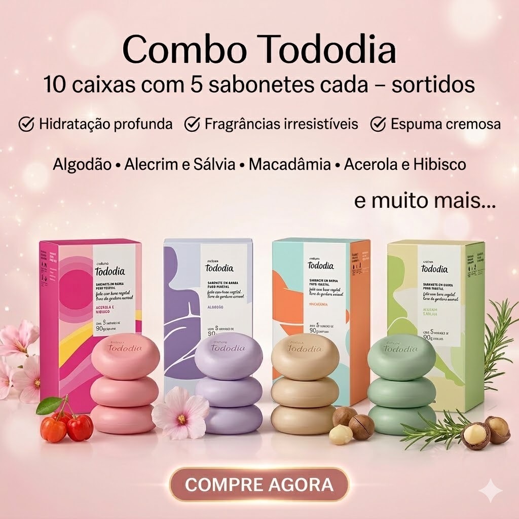 COMBO 10 CX DE SABONETES NATURA TODODIA COM 5UN CADA SORTIDOS em Oferta na Shopee