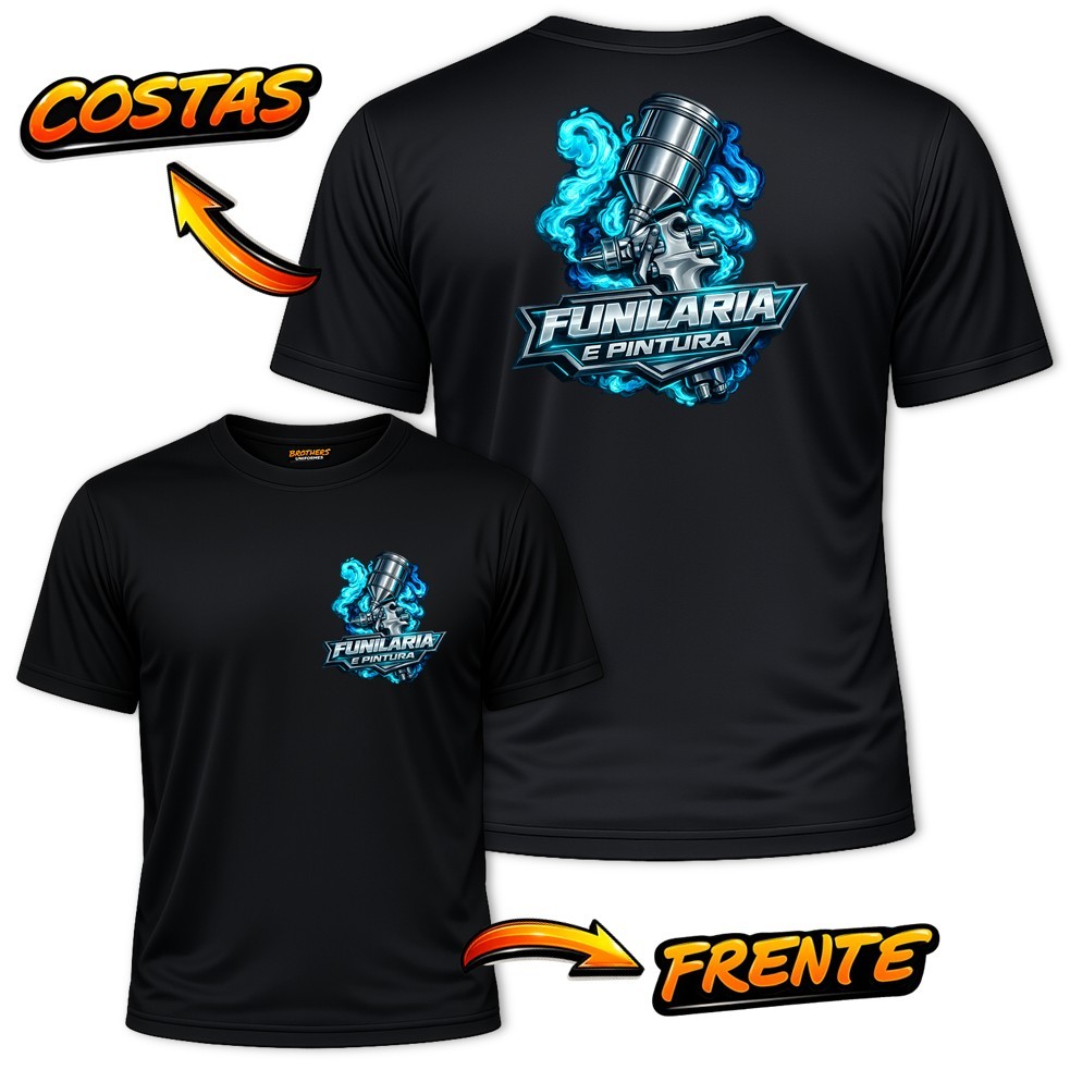 CAMISETA Uniforme Masculina FUNILARIA Pintura Automotiva Estética Profissional Dry Fit Básicas