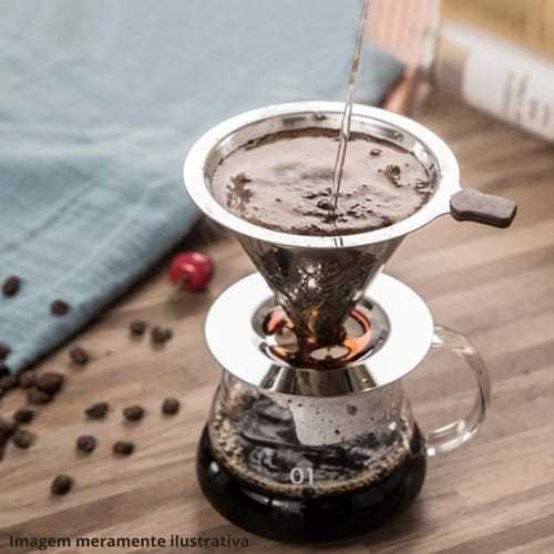 Filtro Coador De Café Inox 103/102/101 - Com Pegador em Silicone - Peneira Aço Reutilizável - CH