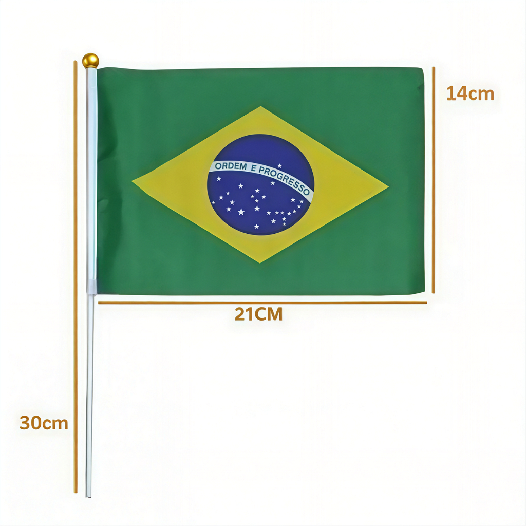 KIT 10 ,20 ,30 ,40, 50,  Mini bandeiras de mão Bandeira Brasil Pacote BDR-14X21 em Oferta na Shopee