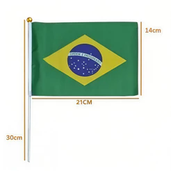 KIT 10 ,20 ,30 ,40, 50, Mini bandeiras de mão Bandeira Brasil Pacote BDR-14X21
