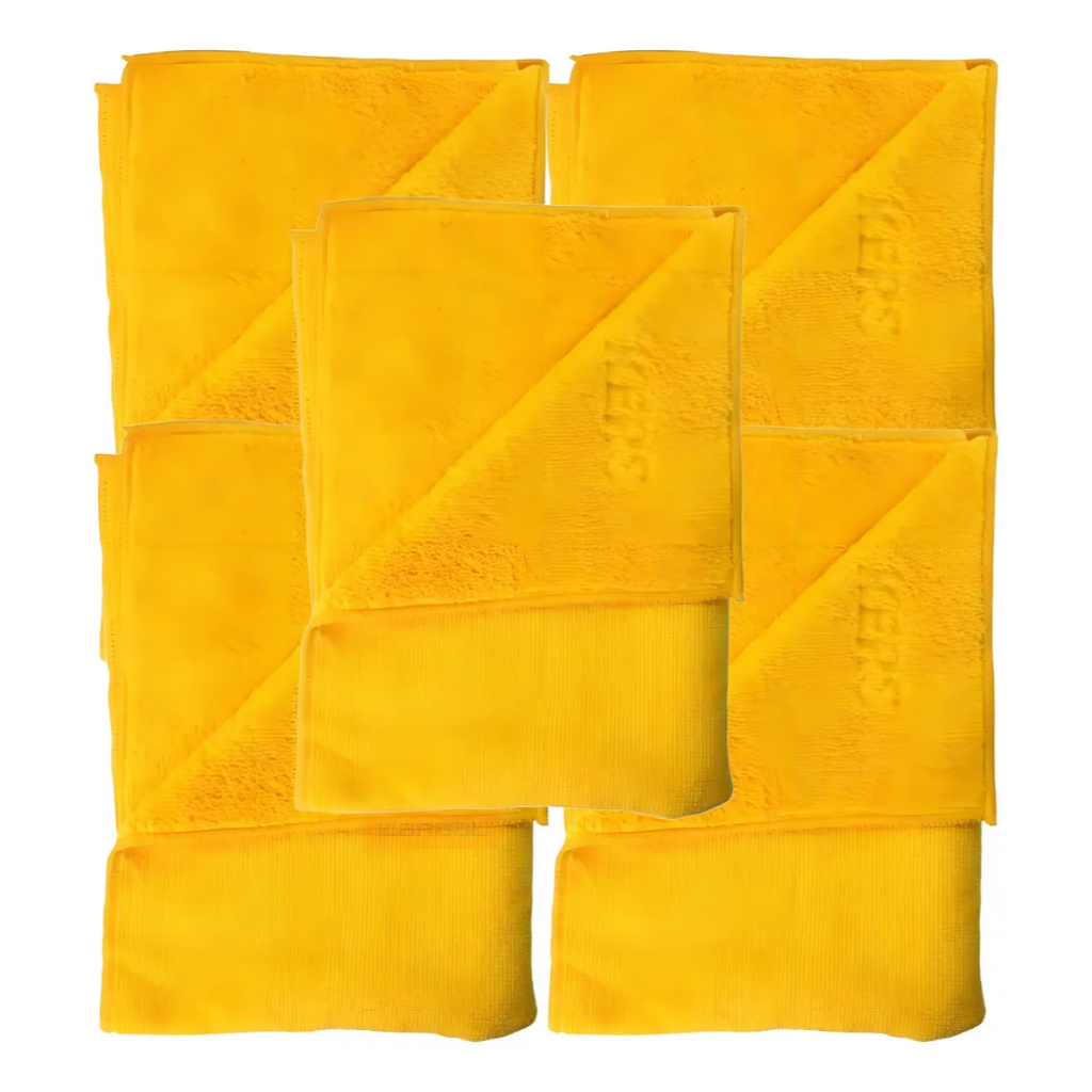 Flanela Microfibra Dual Loop Kers 40x60cm Kit 6 Unidades Automotivo Amarelo
