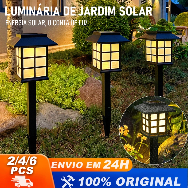 Kit 2/4/6 Luminaria Solar Espeto de Jardim Led Decoração Cazinha Recarregavel no Sol em Oferta na Shopee
