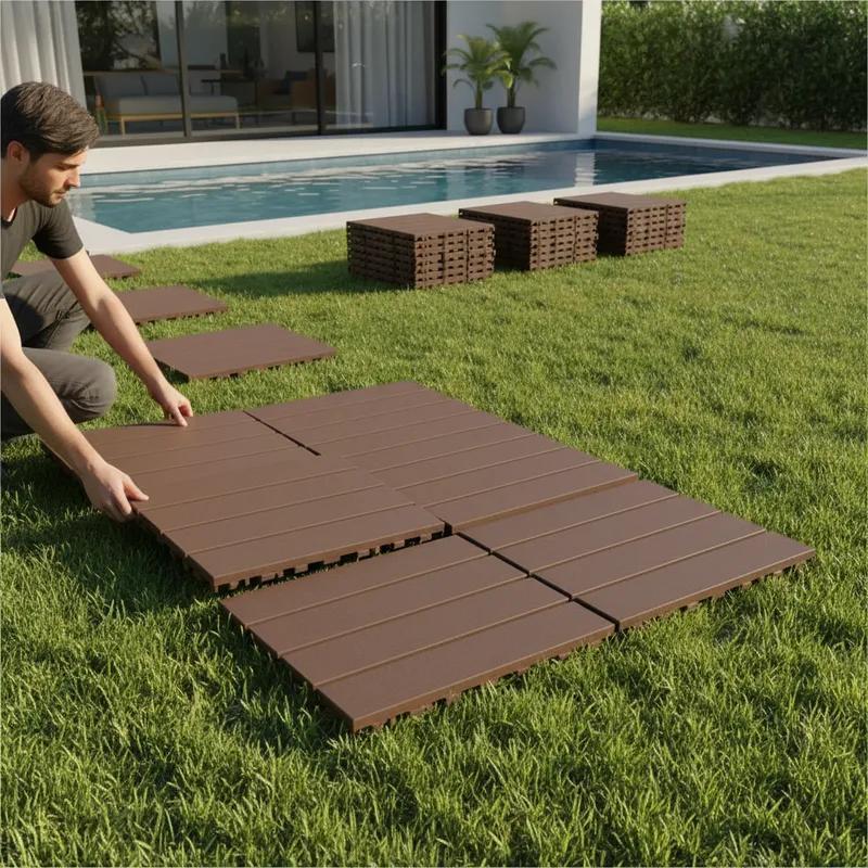 Deck Piso Modular Antiderrante P/ Box Sacada Decorativo Jardim Varanda Kit 11 Pe