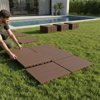 Deck Piso Modular Antiderrante P/ Box Sacada Decorativo Jardim Varanda Kit 11 Peças 30x30 - Kapazi