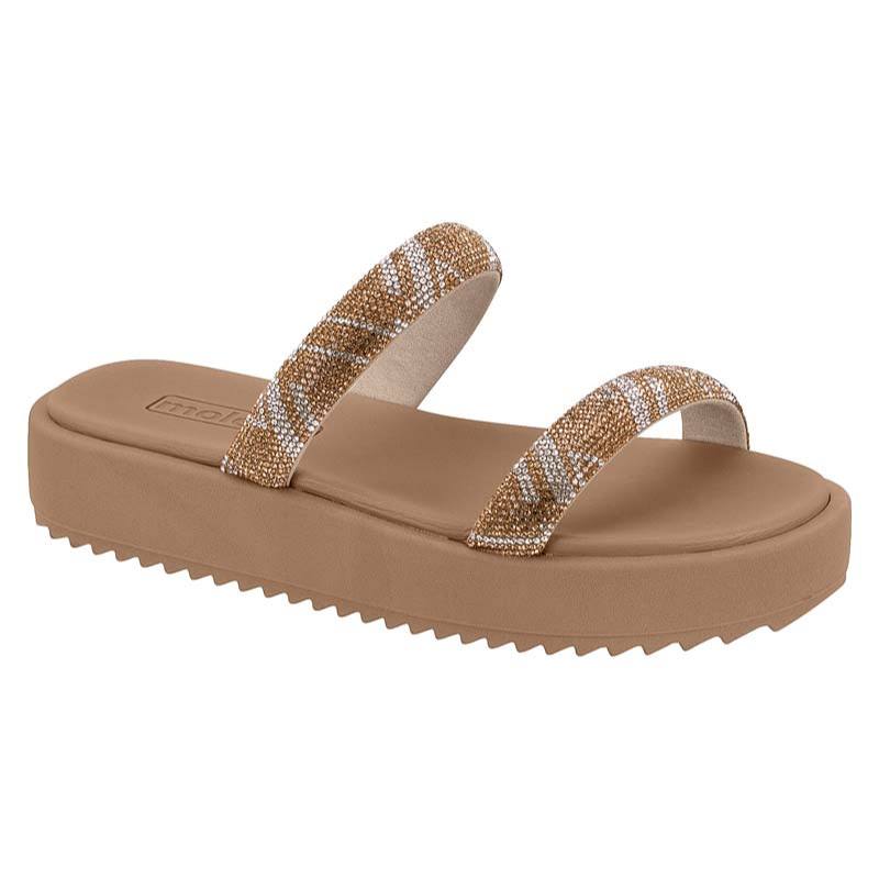 Sandália Feminina Papete Moleca Brilho Pedrinhas Strass Tendência Original Rasteirinha Moda Verão