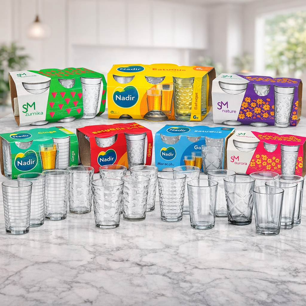 Jogo de Copos Nadir 6 Peças Vidro Resistente 190ml 265ml 270ml | Copo Americano Água Suco Drink ENVIO IMEDIATO em Oferta na Shopee