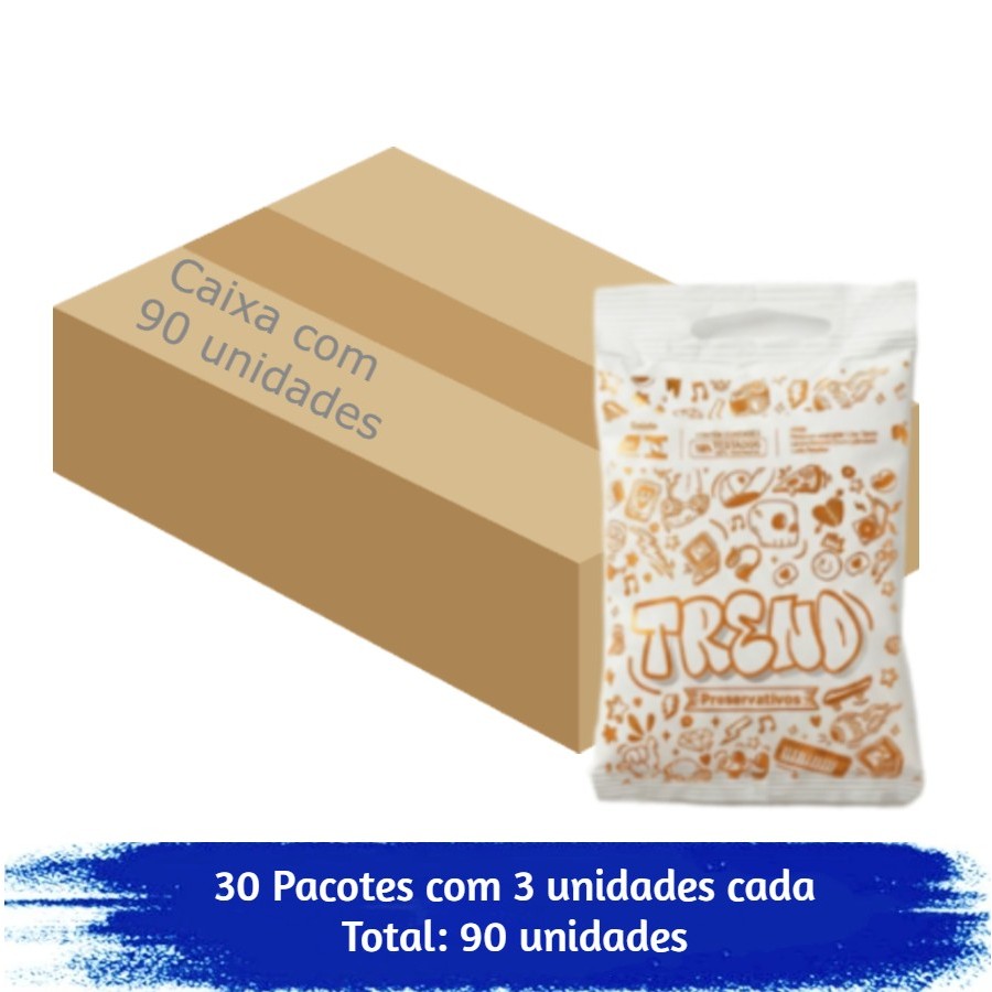 Preservativo Trend Lubrificado Com 90 Unidades 30x3
