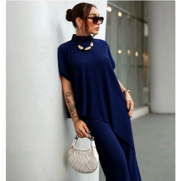 Conjunto  feminino Blusa Assimétrica Conforto Elegante  Ana ruga