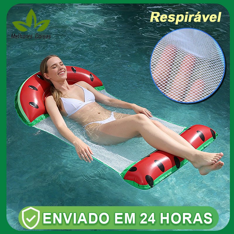 Boia Rede Para Piscina Cama Flutuante Inflável Verão Frutas Melancia Morango em Oferta na Shopee