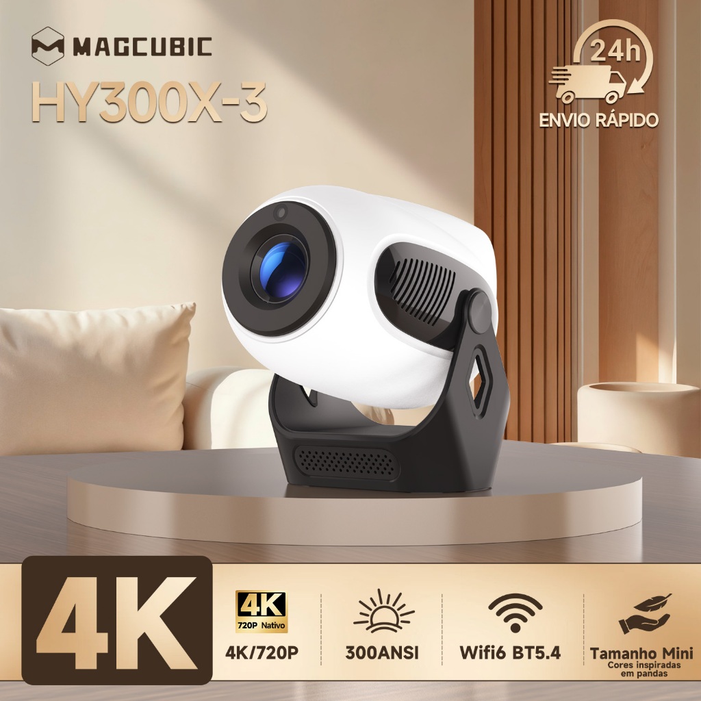 Projetor Magcubic HY300X Foco Elétrico Smart TV WiFi 6 BT 5.0 Suporte 4K Vídeo Cinema em Casa Portátil Bivolt em Oferta na Shopee
