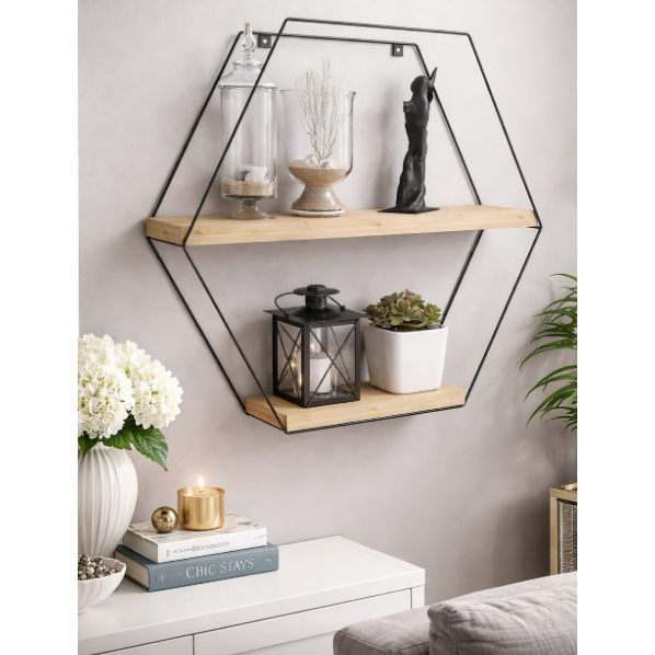 Nicho Hexagonal decorativa Prateleira de parede