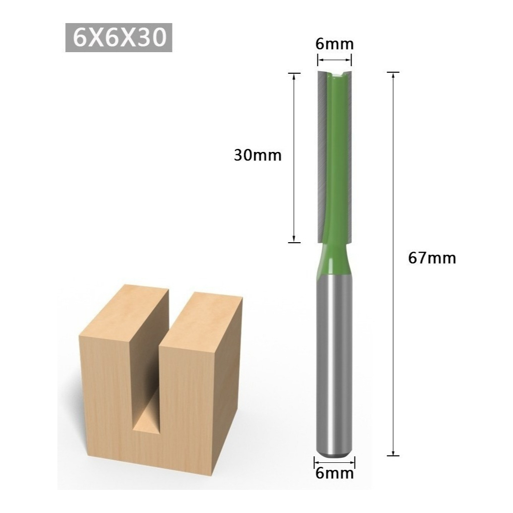 Fresa Reta De Desbaste Para Tupia Corte 6mm X 30mm Haste 6mm