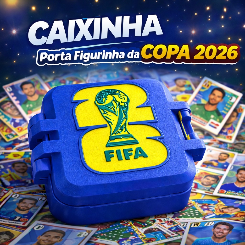 Caixa Porta Figurinhas Copa do Mundo 2026 - Organizador de Cards, Stickers e Álbum - Compacta, Ideal para Colecionadores