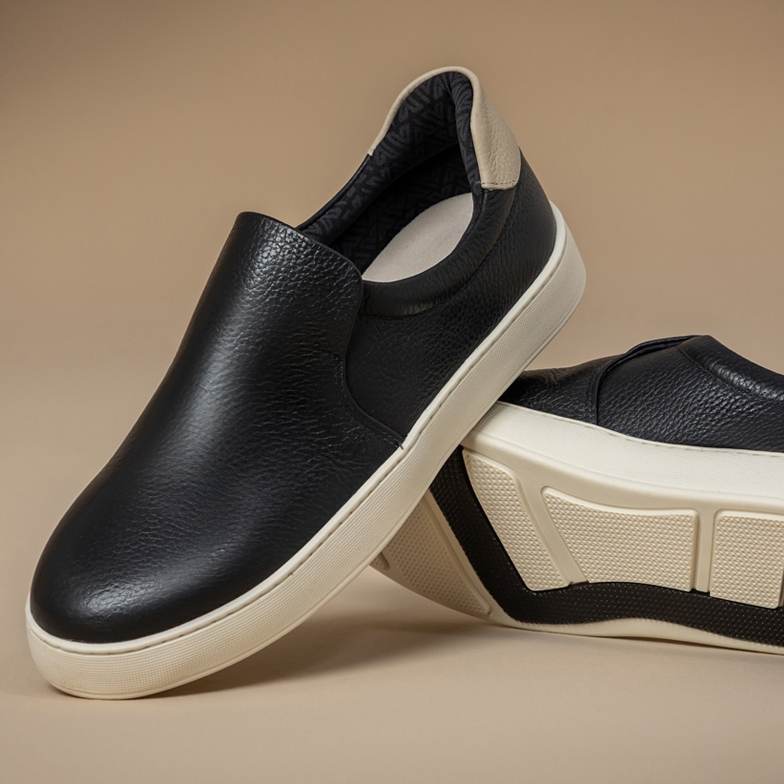 Imagem Tênis Slip On Masculino Couro Legitimo Vittal Casual Macio Confort