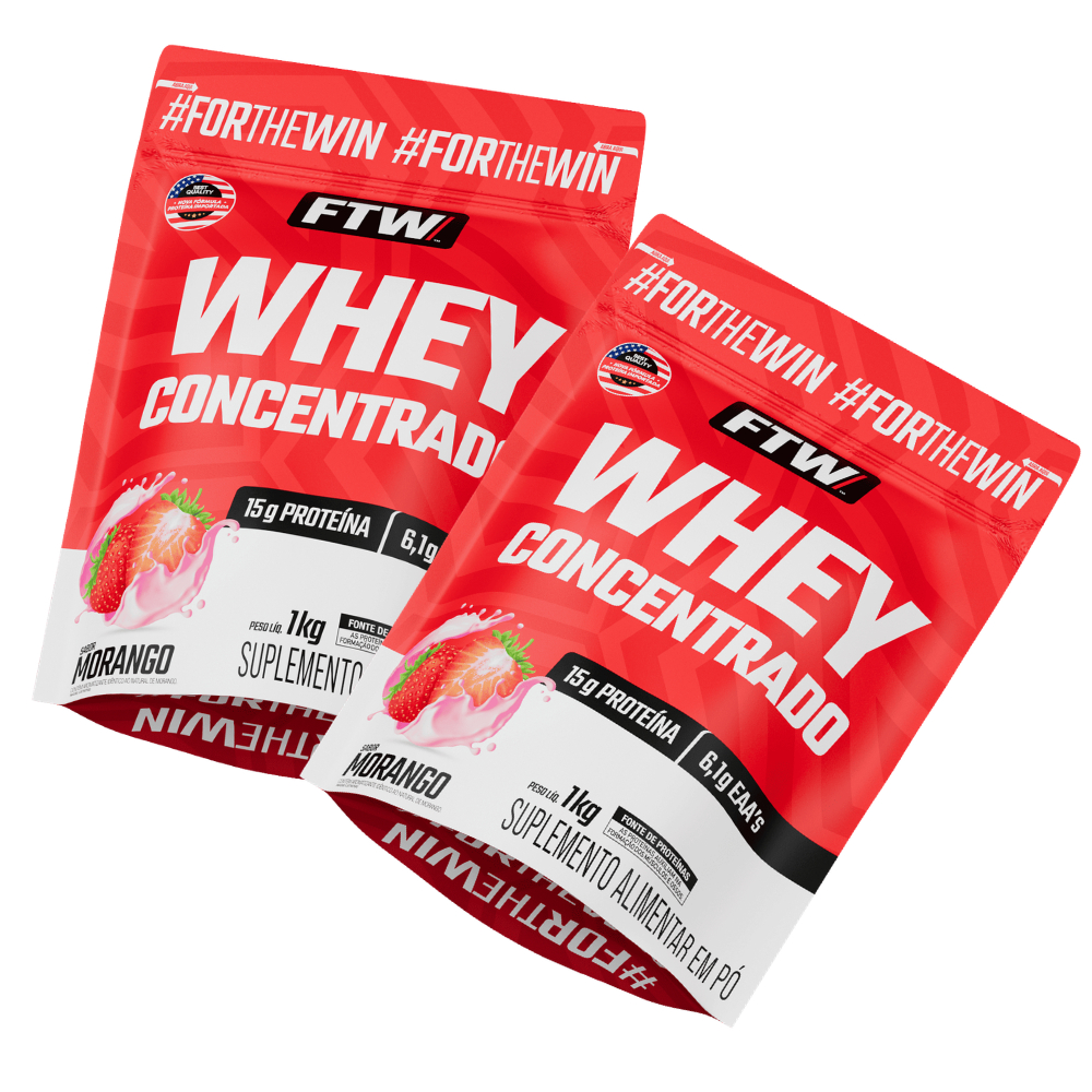 Kit 2x Whey Protein Concentrado FTW 1kg Refil – 15g de Proteína Por Dose