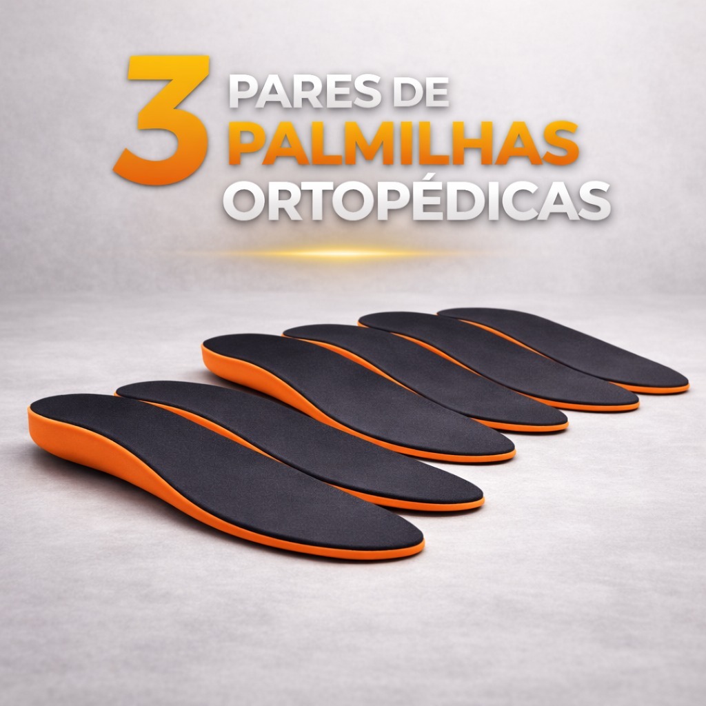 Kit com 3 Pares Palmilha Gel Ortopédico Anatómica Dores nos Pés Macia Dia A Dia Confortavel P. U OriginaL