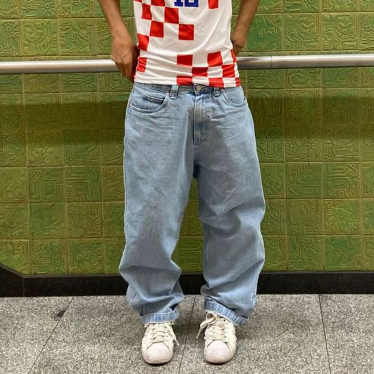 Calça balao baggy Jeans Boca Larga pants cân Sk8 Estilosa Moda Masculina 100% Algodão- Estilo Mandrake em Oferta na Shopee