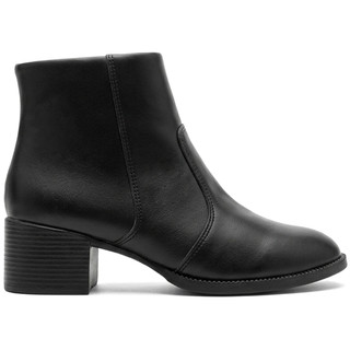 Bota Feminina Cano Curto Salto Grosso Com Zíper Confortável Elegante Casual Texana Coturno Bico Redondo Lançamento