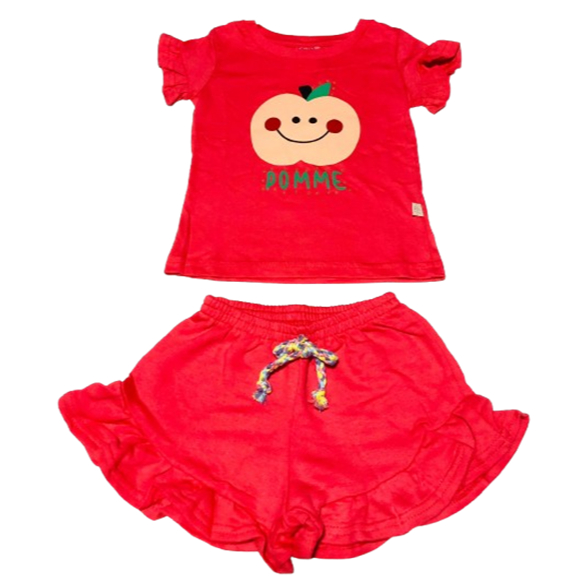 Conjunto Infantil Feminino Blusa Estampada E Shorts Babados