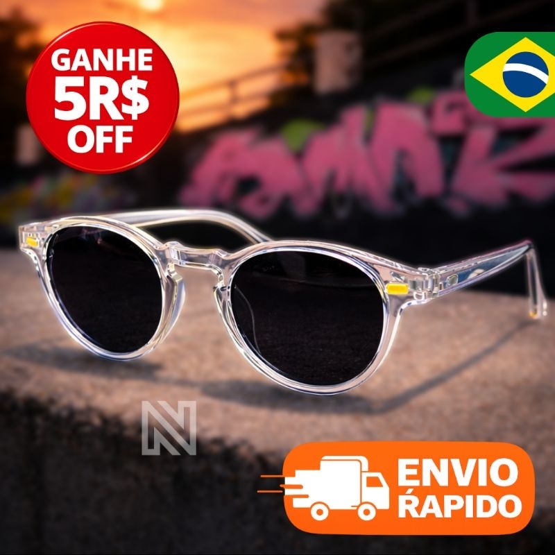 Òculos Sol Transparente (Hollywood) Feminino e Masculino Unissex (KIT 2) UV400 Moda Retrô Estilo Armação Mulheres homens