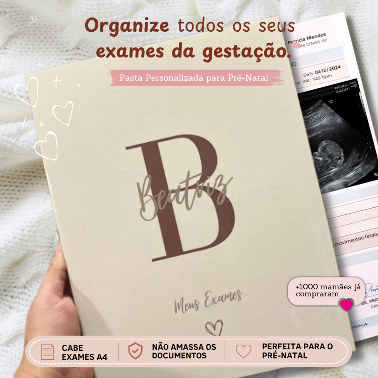 Pasta para Documentos, Pasta para Gestante Personalizada, Porta Exames Pré-Natal, Gravidez Completa
