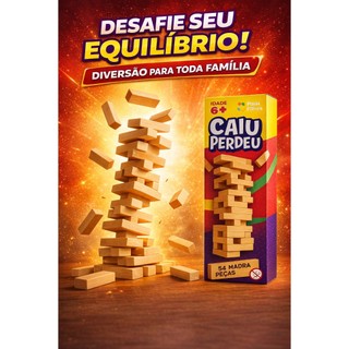 Jogo Caiu Perdeu Educativo 54 Peças Madeira Pais & Filhos Jogo Torre De Madeira 54 Peças Desenvolve Coordenação Motora