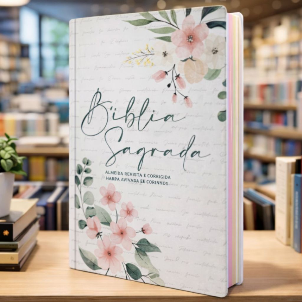 Bíblia Feminina | Letra Maior | Floral Branca | Harpa & Corinhos | Capa Dura | RC em Oferta na Shopee
