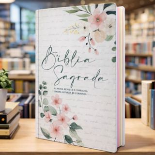 Bíblia Feminina | Letra Maior | Floral Branca | Harpa & Corinhos | Capa Dura | RC em Oferta na Shopee