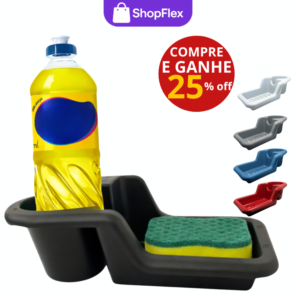 Suporte Porta Detergente e Esponja de Cozinha Organizador de Pia para Cozinha