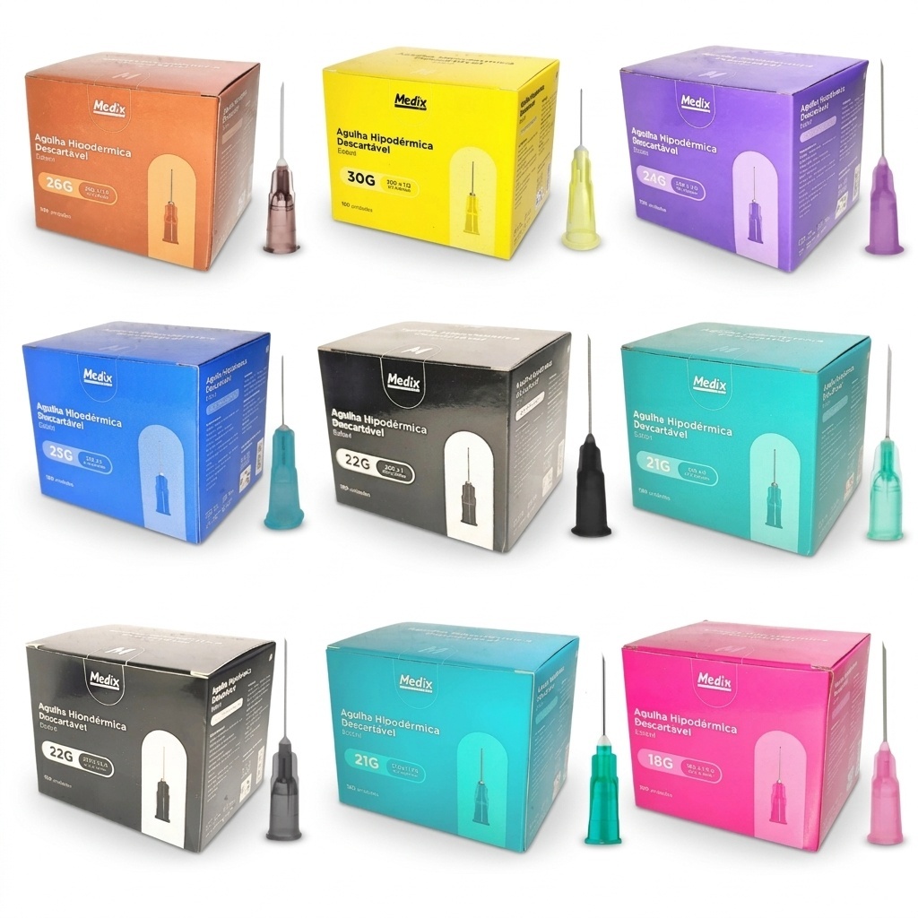Agulha Hipodérmica Descartável Estéril Medix  100 unidades em Oferta na Shopee