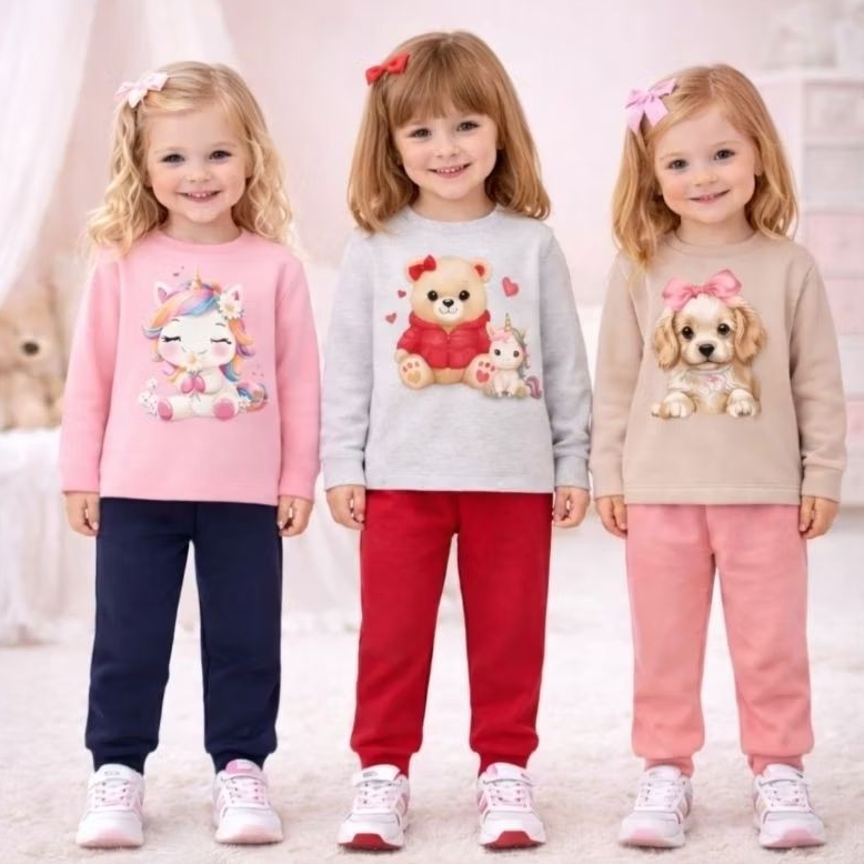 Conjunto Infantil Menina Casaco + Calça Moletom Pelúciado Kyly em Oferta na Shopee