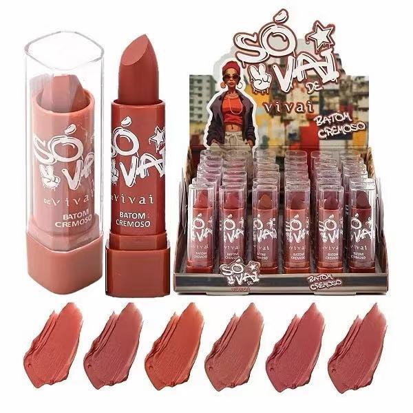 kit 6 pcs  Batom cremoso so vai nudes -Vivai -