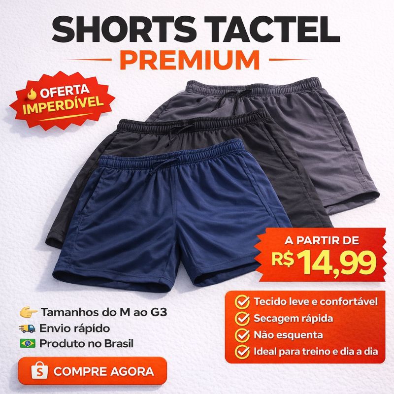 Shorts Tactel com Elastano Masculino do M ao G3 Plus Size em Oferta na Shopee